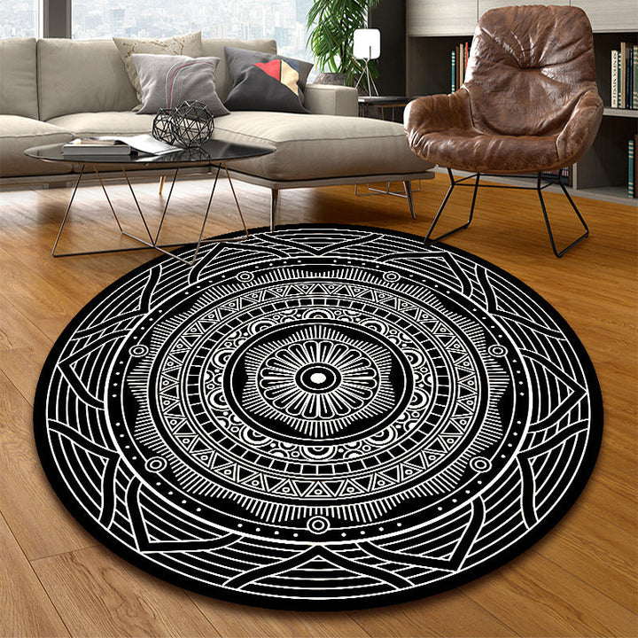 Unique multicolored mandala rug Synthetic Moroccan rug Stain resistant Non-slip backing Machine washable rug for the front door | Bowlift