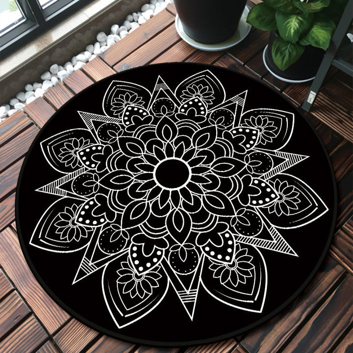 Unique multicolored mandala rug Synthetic Moroccan rug Stain resistant Non-slip backing Machine washable rug for the front door | Bowlift