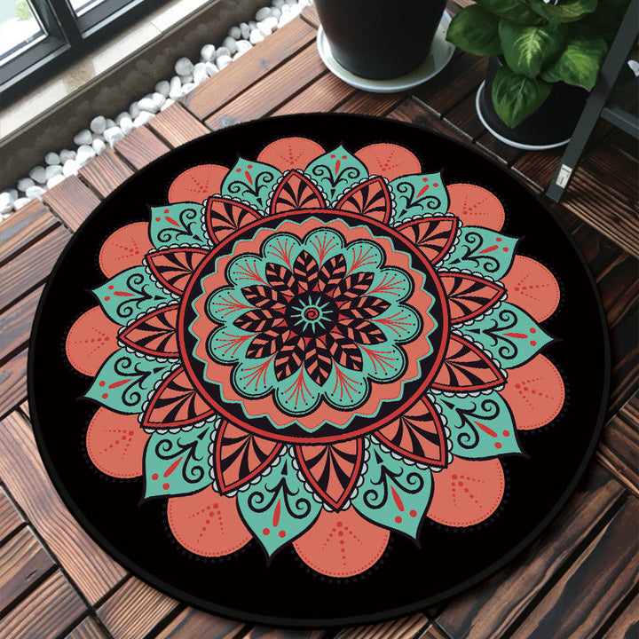Unique multicolored mandala rug Synthetic Moroccan rug Stain resistant Non-slip backing Machine washable rug for the front door | Bowlift