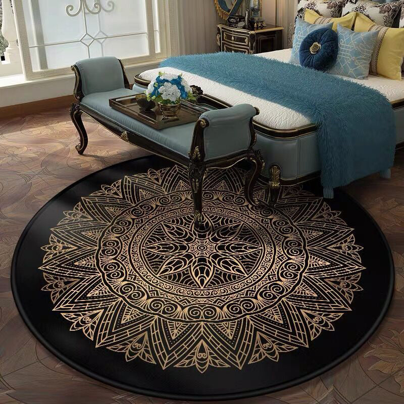 Retro Dark Colored Moroccan Carpet Polypropylene Mandala Pattern Carpet Washable Non-Slip Pet-Friendly Carpet for Living Space | Bowlift
