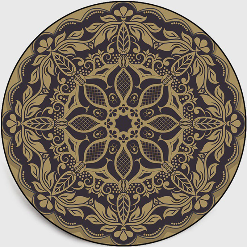 Retro Dark Colored Moroccan Carpet Polypropylene Mandala Pattern Carpet Washable Non-Slip Pet-Friendly Carpet for Living Space | Bowlift