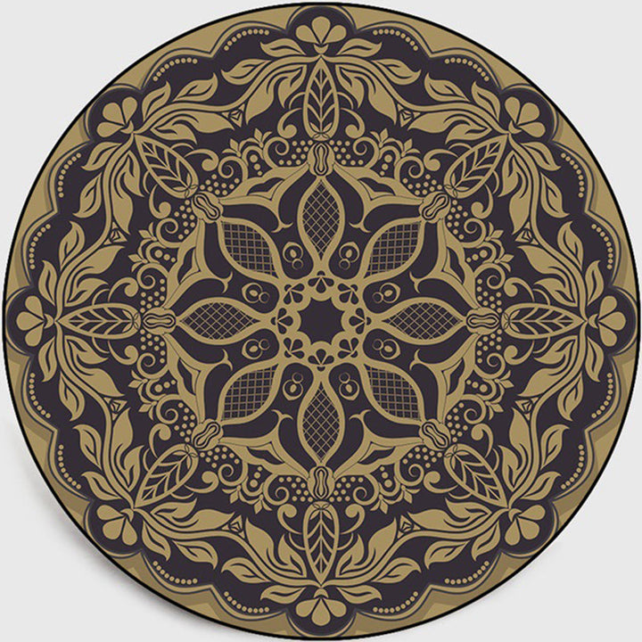 Retro Dark Colored Moroccan Carpet Polypropylene Mandala Pattern Carpet Washable Non-Slip Pet-Friendly Carpet for Living Space | Bowlift
