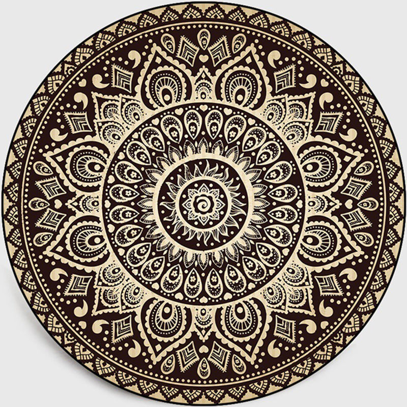 Retro Dark Colored Moroccan Carpet Polypropylene Mandala Pattern Carpet Washable Non-Slip Pet-Friendly Carpet for Living Space | Bowlift