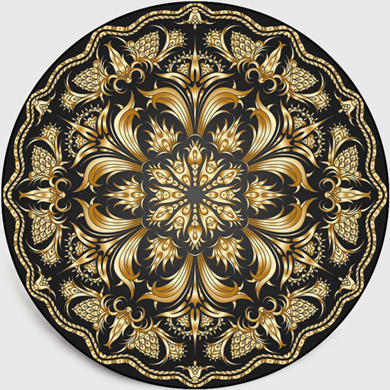 Retro Dark Colored Moroccan Carpet Polypropylene Mandala Pattern Carpet Washable Non-Slip Pet-Friendly Carpet for Living Space | Bowlift