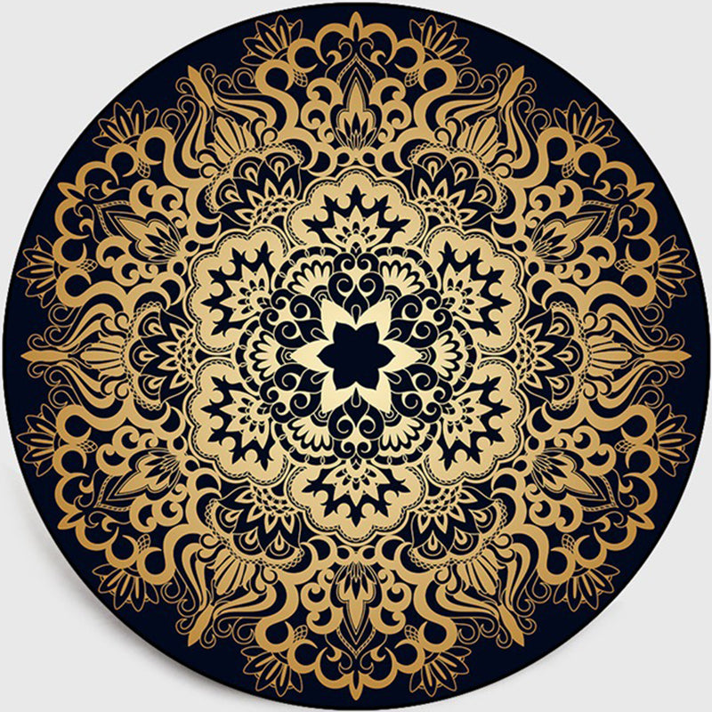 Retro Dark Colored Moroccan Carpet Polypropylene Mandala Pattern Carpet Washable Non-Slip Pet-Friendly Carpet for Living Space | Bowlift