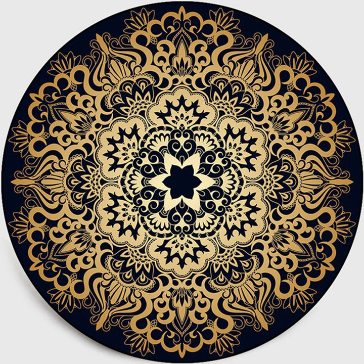 Retro Dark Colored Moroccan Carpet Polypropylene Mandala Pattern Carpet Washable Non-Slip Pet-Friendly Carpet for Living Space | Bowlift