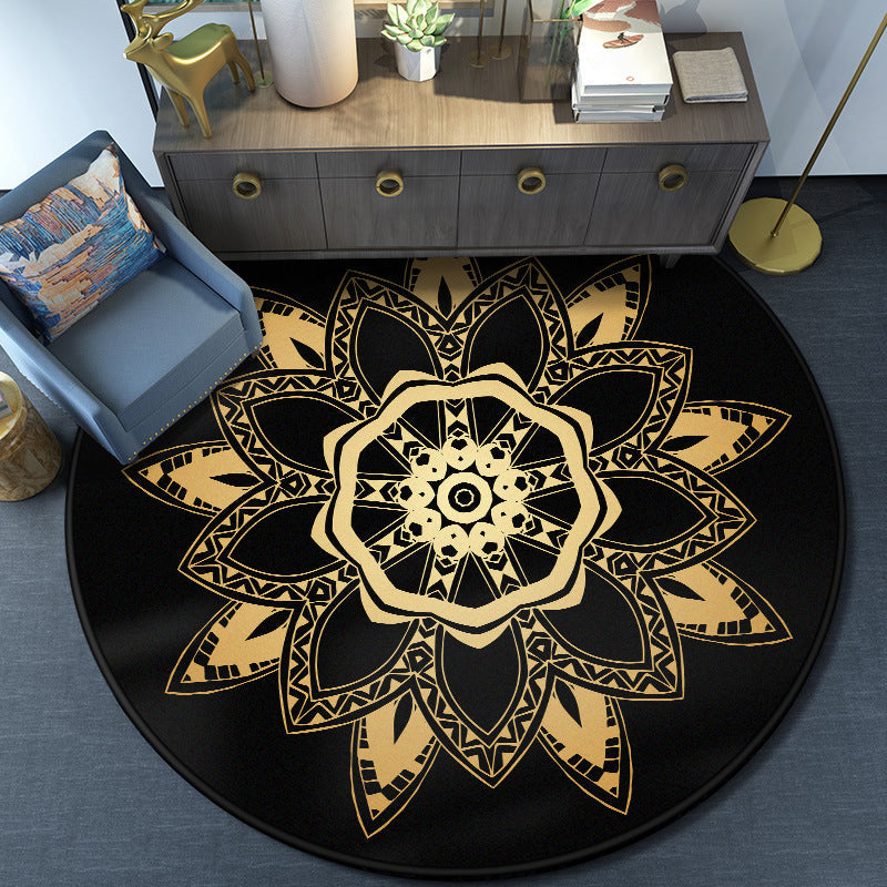 BowLift | Turkish Mandala Rug Multicolor Synthetic Rug Washable Pet Friendly Non-Slip Back Rug for Living Room