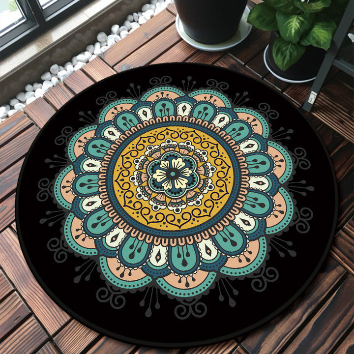 Classic multi-colored mandala rug polypropylene Moroccan rug dirt-resistant machine washable non-slip rug for the door | Bowlift