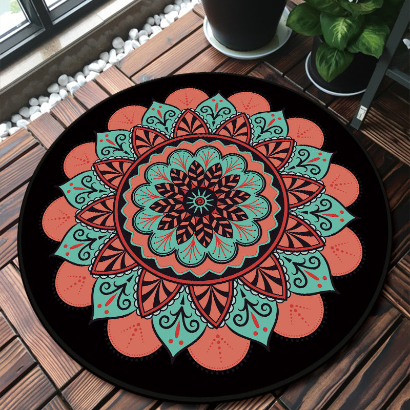 BowLift | Classic Multicolor Mandala Rug Polypropylene Moroccan Rug Stain Resistant Machine Washable Non-Slip Rug for the Door