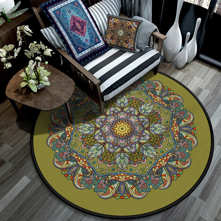 BowLift | Retro Mandala Indoor Carpet Dark Color Moroccan Rug Polypropylene Non-slip Pet-friendly Washable Carpet for Living Room