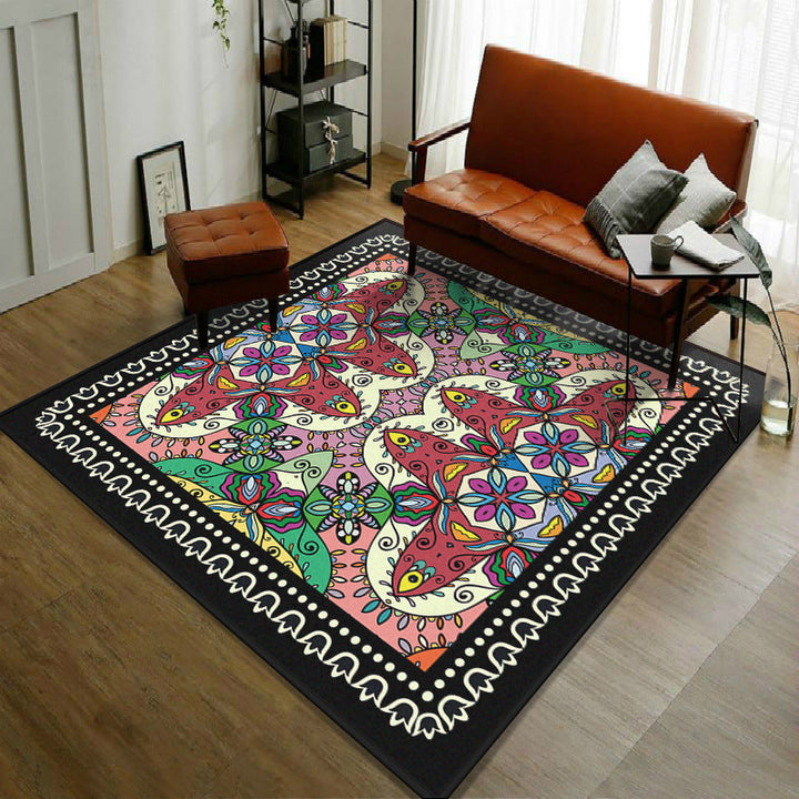 Trendy symmetrical floral rug multicolored Moroccan style rug synthetic rug for the room | Bowlift