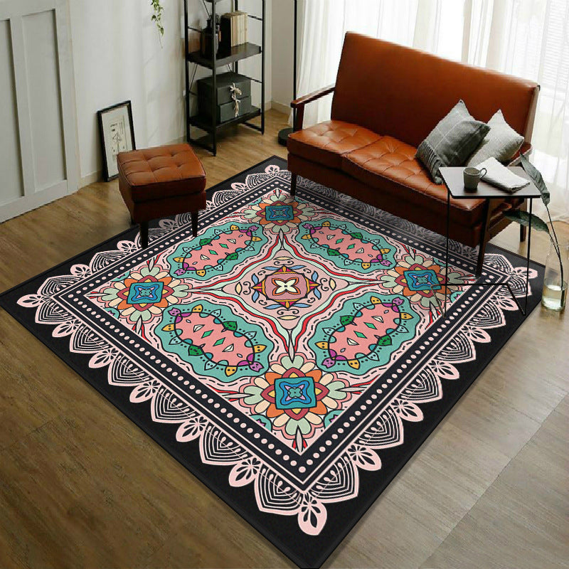 Trendy symmetrical floral rug multicolored Moroccan style rug synthetic rug for the room | Bowlift