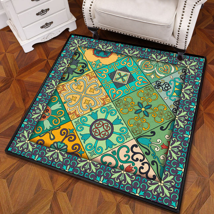 Multicolored Mandala Carpet Polypropylene Turkish Carpet Non-slip Back Stain Resistant Machine Washable Carpet for Bedroom | Bowlift