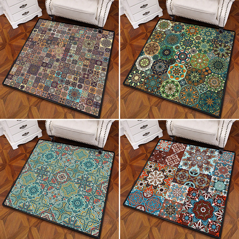 Multicolored Mandala Carpet Polypropylene Turkish Carpet Non-slip Back Stain Resistant Machine Washable Carpet for Bedroom | Bowlift
