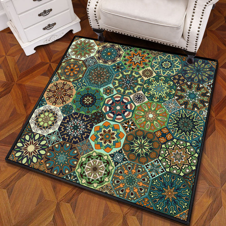 Multicolored Mandala Carpet Polypropylene Turkish Carpet Non-slip Back Stain Resistant Machine Washable Carpet for Bedroom | Bowlift