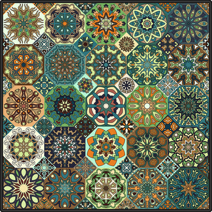 Multicolored Mandala Carpet Polypropylene Turkish Carpet Non-slip Back Stain Resistant Machine Washable Carpet for Bedroom | Bowlift