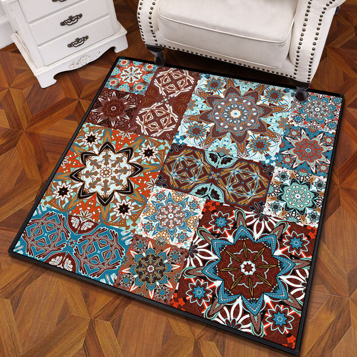 Multicolored Mandala Carpet Polypropylene Turkish Carpet Non-slip Back Stain Resistant Machine Washable Carpet for Bedroom | Bowlift