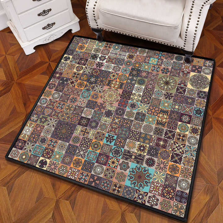 Multicolored Mandala Carpet Polypropylene Turkish Carpet Non-slip Back Stain Resistant Machine Washable Carpet for Bedroom | Bowlift