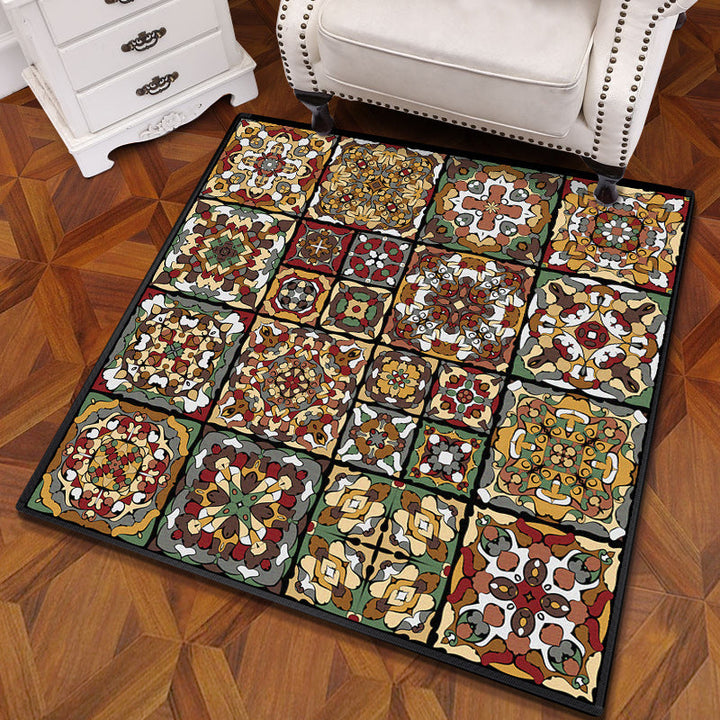 Multicolored Mandala Carpet Polypropylene Turkish Carpet Non-slip Back Stain Resistant Machine Washable Carpet for Bedroom | Bowlift