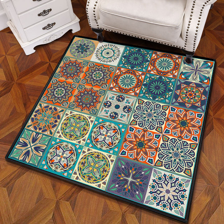Multicolored Mandala Carpet Polypropylene Turkish Carpet Non-slip Back Stain Resistant Machine Washable Carpet for Bedroom | Bowlift