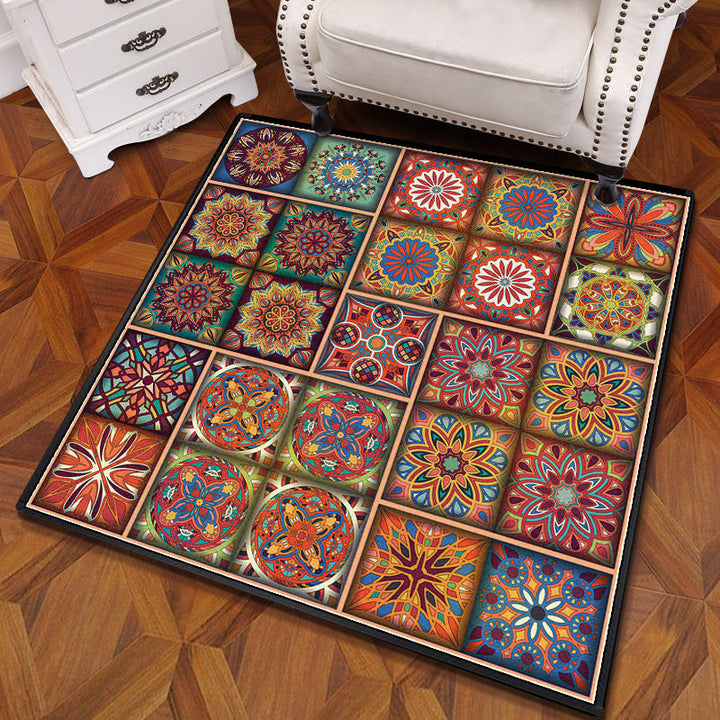 Multicolored Mandala Carpet Polypropylene Turkish Carpet Non-slip Back Stain Resistant Machine Washable Carpet for Bedroom | Bowlift