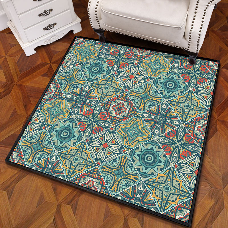 Multicolored Mandala Carpet Polypropylene Turkish Carpet Non-slip Back Stain Resistant Machine Washable Carpet for Bedroom | Bowlift