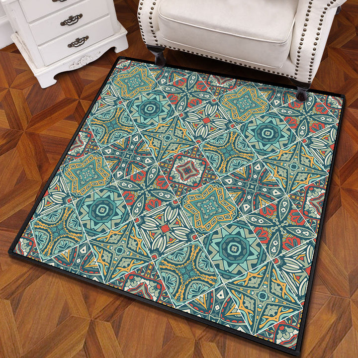 Multicolored Mandala Carpet Polypropylene Turkish Carpet Non-slip Back Stain Resistant Machine Washable Carpet for Bedroom | Bowlift
