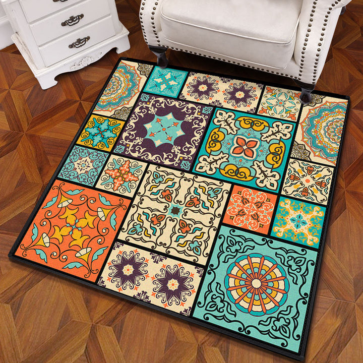 Multicolored Mandala Carpet Polypropylene Turkish Carpet Non-slip Back Stain Resistant Machine Washable Carpet for Bedroom | Bowlift
