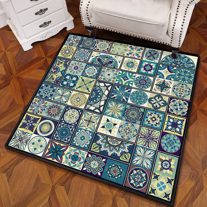 Multicolored Mandala Carpet Polypropylene Turkish Carpet Non-slip Back Stain Resistant Machine Washable Carpet for Bedroom | Bowlift