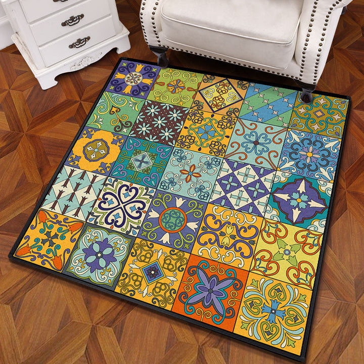Multicolored Mandala Carpet Polypropylene Turkish Carpet Non-slip Back Stain Resistant Machine Washable Carpet for Bedroom | Bowlift