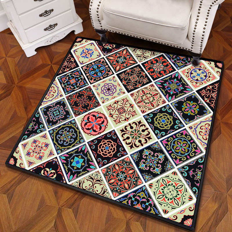 Multicolored Mandala Carpet Polypropylene Turkish Carpet Non-slip Back Stain Resistant Machine Washable Carpet for Bedroom | Bowlift