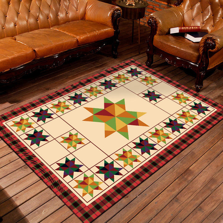 BowLift | Nostalgic Persian Carpet Multicolored Grid Mat Non-slip Washable Pet-friendly Carpet for Living Room