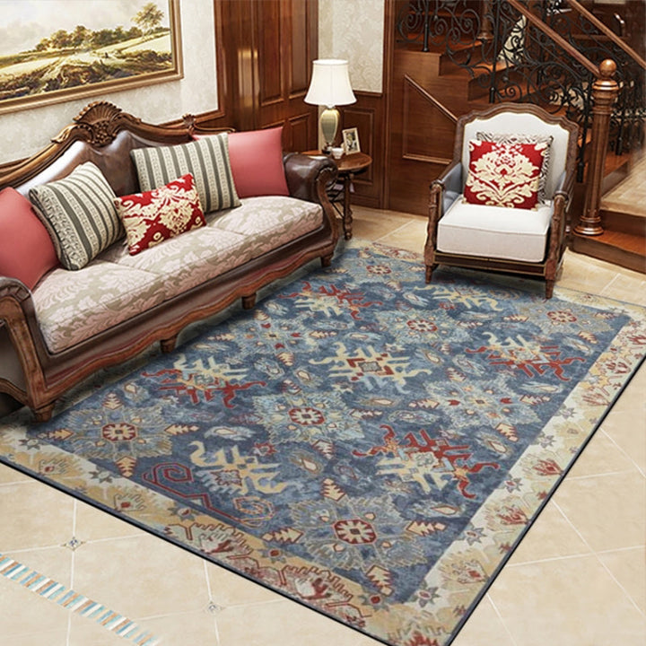BowLift | Retro Multicolor Moroccan Carpet Synthetic Floral Pattern Rug Non-Slip Washable Pet-Friendly Rug for Living Room