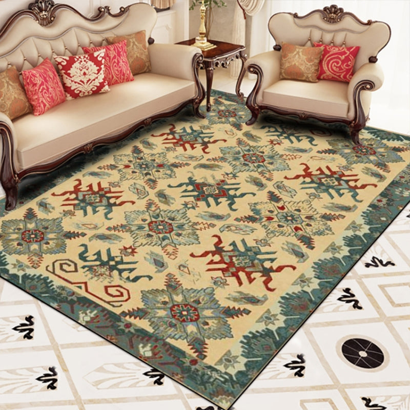 Retro Multicolored Moroccan Rug Synthetic Floral Patterned Rug Non-Slip Washable Pet-Friendly Rug for the Family Room | Bowlift