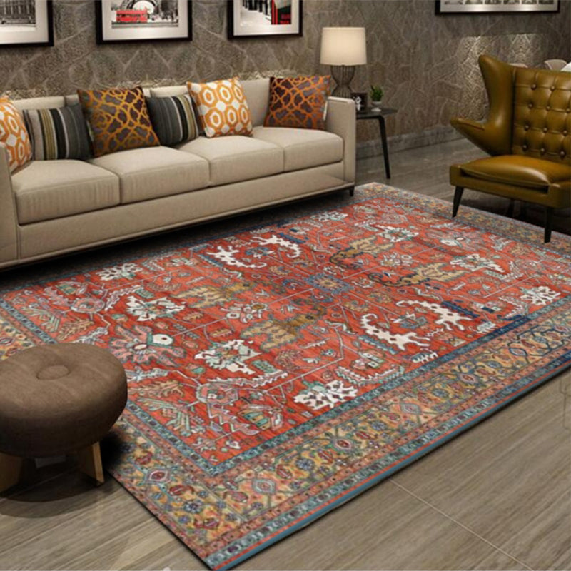 Retro Multicolored Moroccan Rug Synthetic Floral Patterned Rug Non-Slip Washable Pet-Friendly Rug for the Family Room | Bowlift