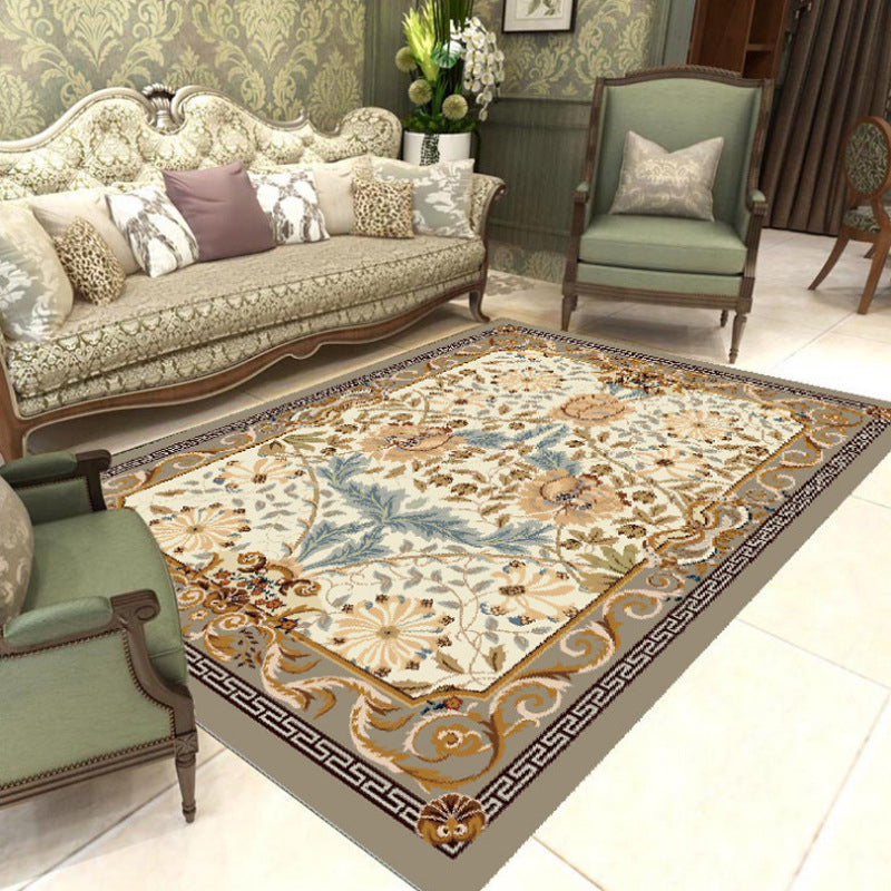 Chic Chinoiserie Carpet Multicolored Floral Carpet with Non-slip Back Stain Resistant Pet Friendly Carpet for the Living Room | Bowlift
