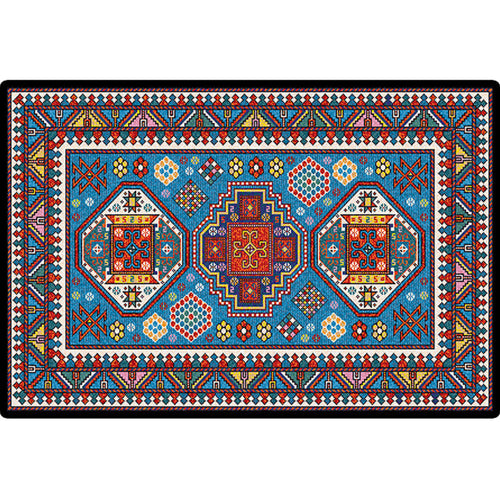 BowLift | Turkish Meeting Room Carpet Multicolor Symmetrical Tribal Pattern Carpet Polypropylene Non-Slip Stain Resistant Washable Carpet