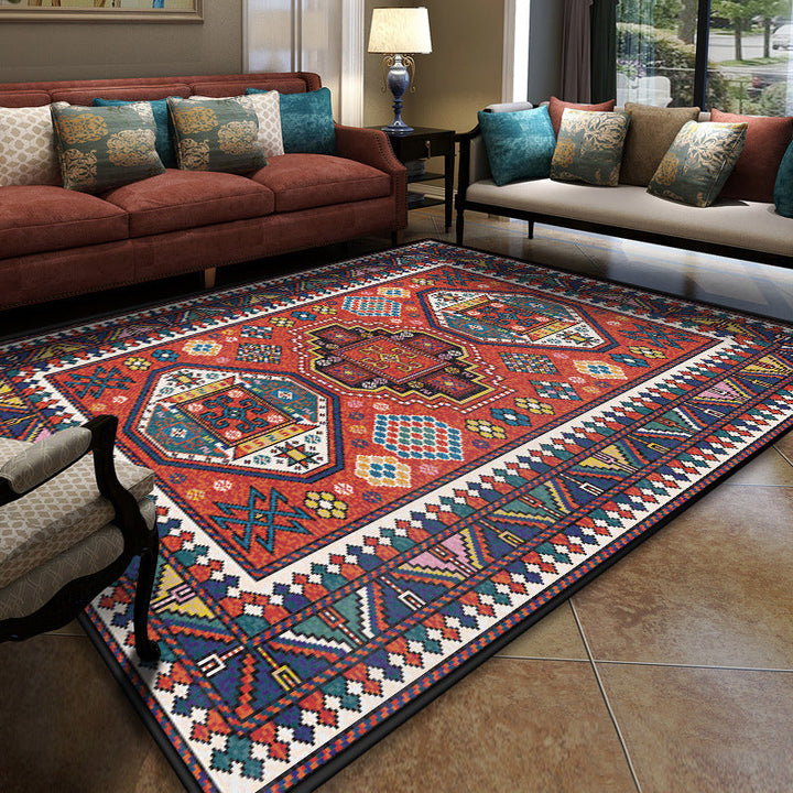 BowLift | Turkish Meeting Room Carpet Multicolor Symmetrical Tribal Pattern Carpet Polypropylene Non-Slip Stain Resistant Washable Carpet