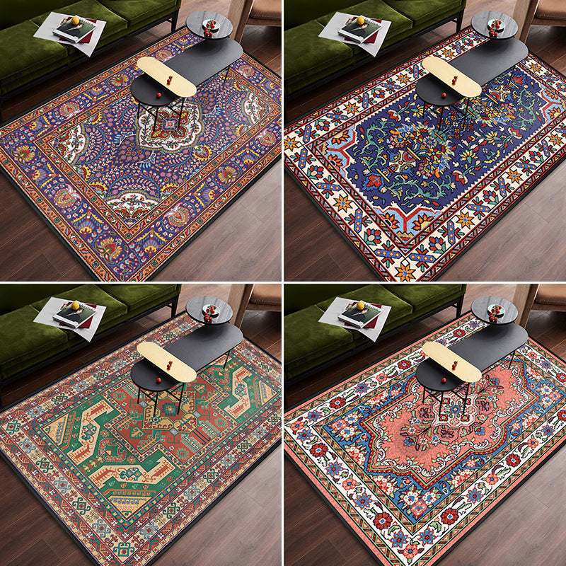 Persian tribal patterned rug Multicolored polyester rug Stain resistant Pet friendly Non-slip back Rug for the bedroom | Bowlift