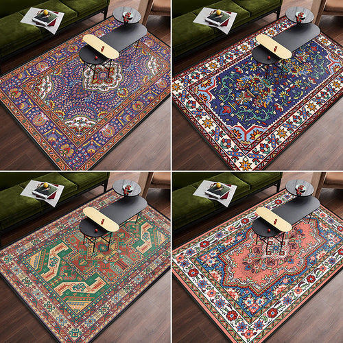 Persian tribal patterned rug Multicolored polyester rug Stain resistant Pet friendly Non-slip back Rug for the bedroom | Bowlift