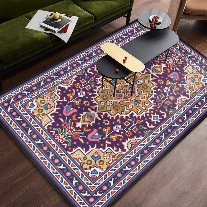 Persian tribal patterned rug Multicolored polyester rug Stain resistant Pet friendly Non-slip back Rug for the bedroom | Bowlift