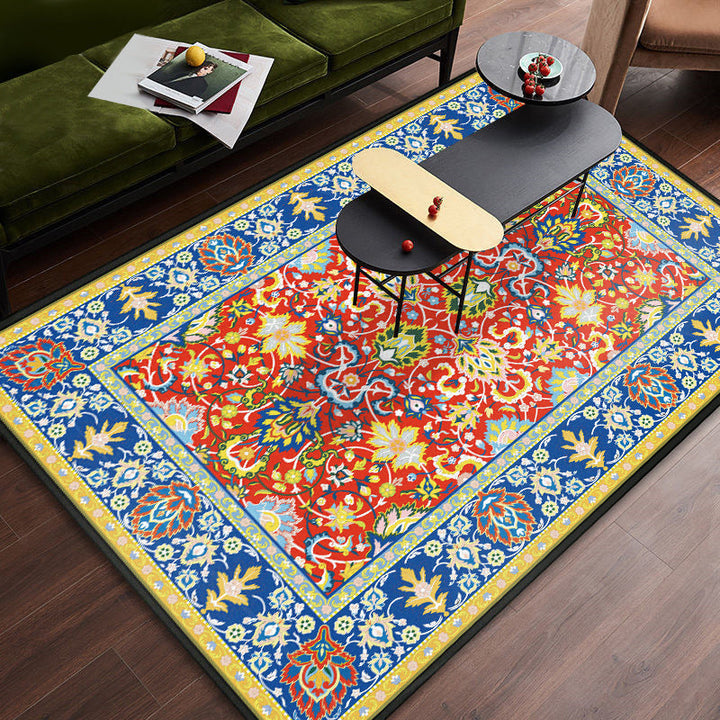 Persian tribal patterned rug Multicolored polyester rug Stain resistant Pet friendly Non-slip back Rug for the bedroom | Bowlift