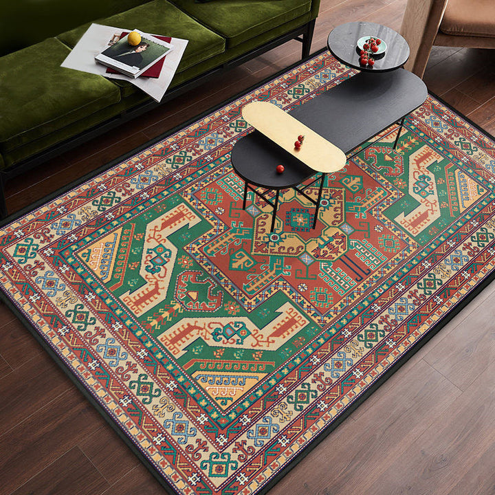 Persian tribal patterned rug Multicolored polyester rug Stain resistant Pet friendly Non-slip back Rug for the bedroom | Bowlift