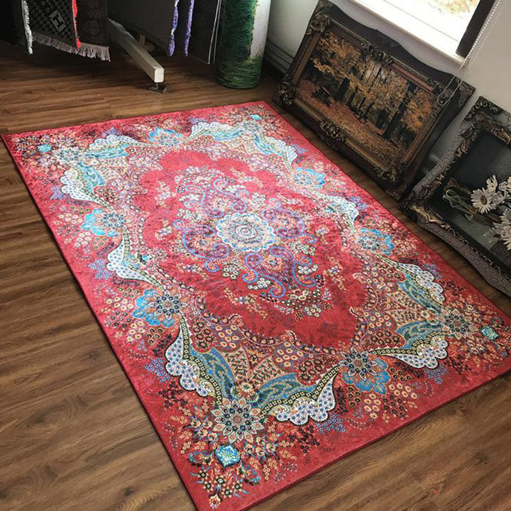 BowLift | Glam Persian Indoor Dress Multicolored Floral Pattern Dress Non-Slip Back Machine Washable Pet Friendly Carpet for Living Room