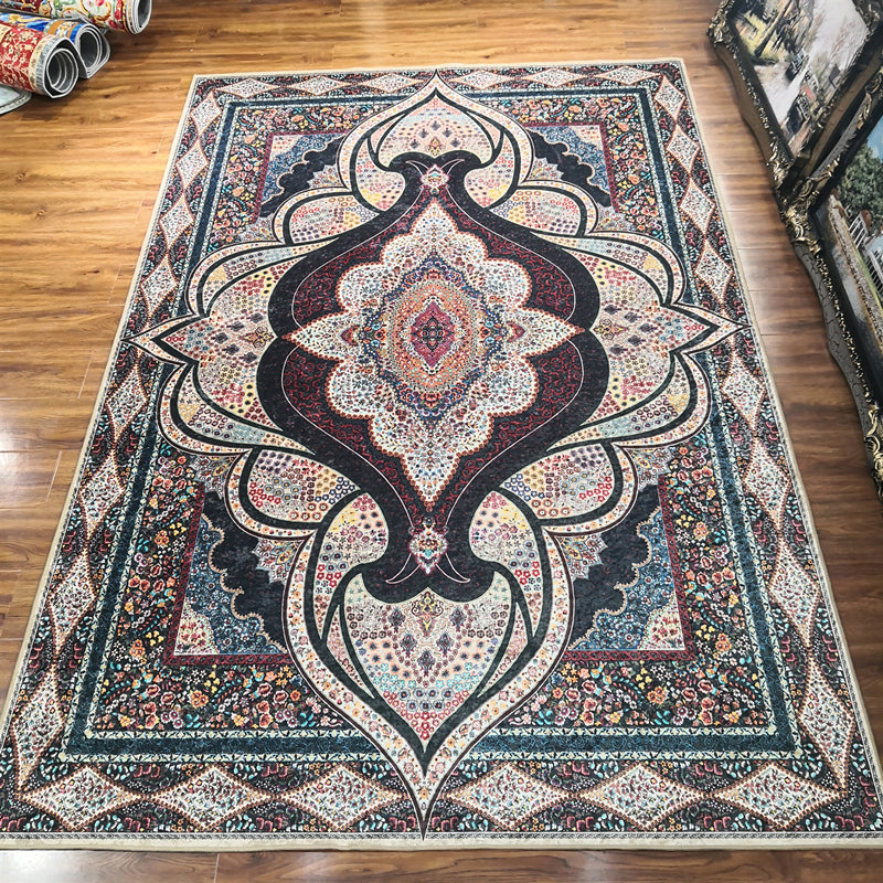 BowLift | Glam Persian Indoor Dress Multicolored Floral Pattern Dress Non-Slip Back Machine Washable Pet Friendly Carpet for Living Room