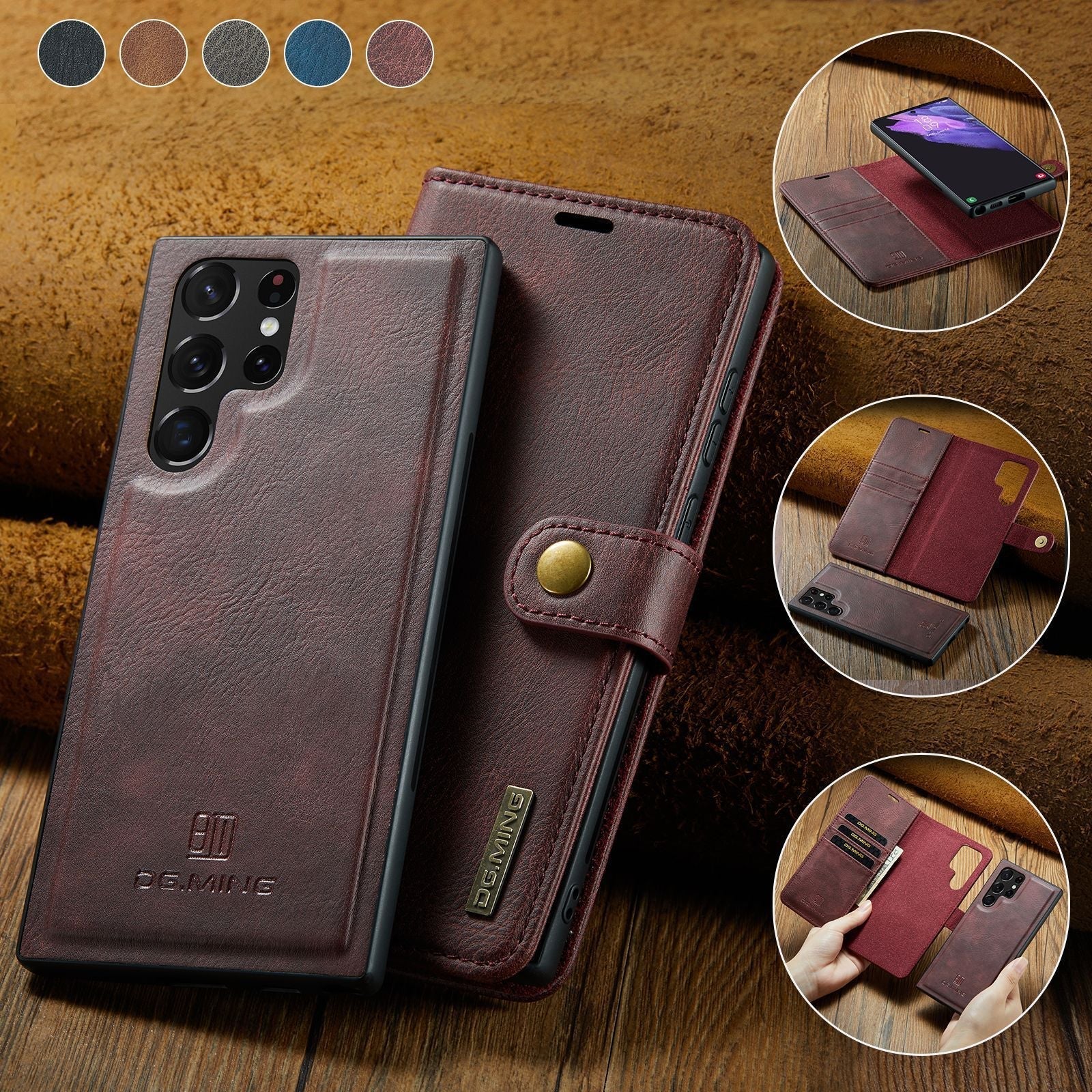 BowLift | 2 in 1 removable flip leather case for Samsung Galaxy
