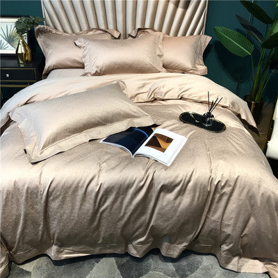 Silky Jacquard Sateen Duvet Cover Set with Damask Weave