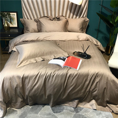 Silky Jacquard Sateen Duvet Cover Set with Damask Weave