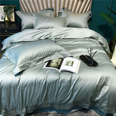 Silky Jacquard Sateen Duvet Cover Set with Damask Weave