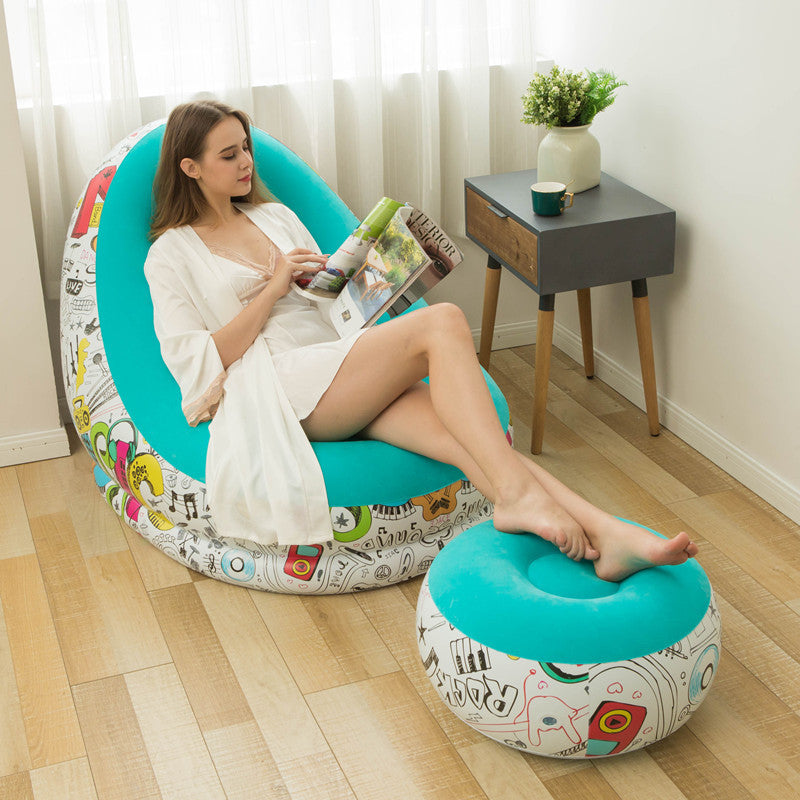 Women's Inflatable Comfort Bean Bag Chair with Footrest Bowlift